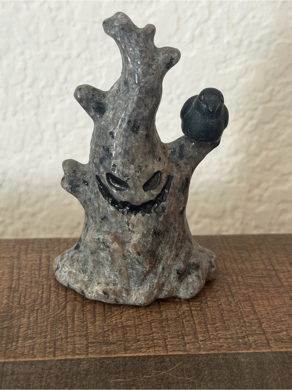 Yooperlite Spooky Ghost Tree Sculpture with Raven UV Reactive Halloween Decor